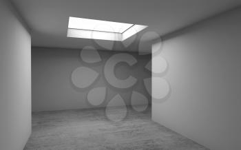 Abstract contemporary architecture template, empty room interior background with concrete floor and ceiling light. 3d render illustration