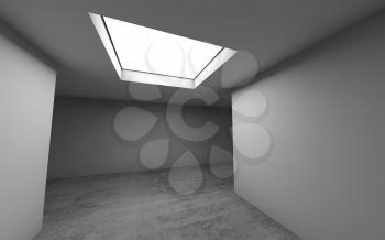 Abstract contemporary architecture template, empty room interior background with concrete floor and ceiling light window. 3d render illustration