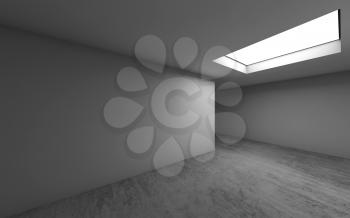 Abstract contemporary architecture template, empty room interior background with concrete floor and square ceiling light window. 3 d render 