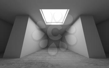 Abstract contemporary architecture template, empty room interior background with concrete floor and square ceiling light window. 3d render 