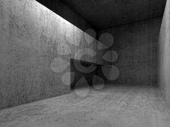 Abstract empty concrete room interior background, walls and door hole, 3d render illustration