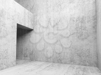 Abstract white concrete empty room interior background, walls and door, 3d render illustration