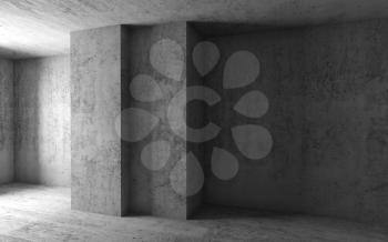 Abstract architecture background, concrete room with columns. 3d illustration