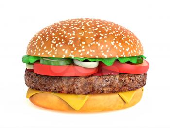 Big tasty hamburger isolated on white background