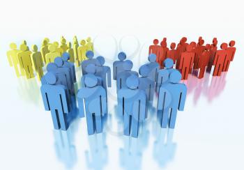 Three crowds of people, concept of business team