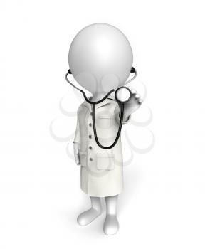 3D little white person stands as a doctor examining you