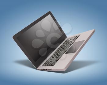 Modern laptop isolated over blue background
