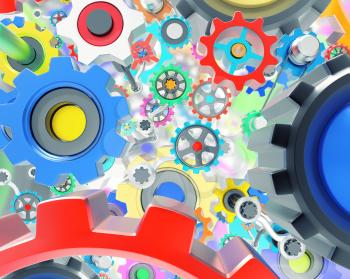 Mechanism of lots of various colorful gears