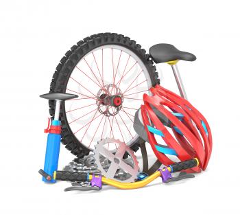 Equipment for biking isolated over white background