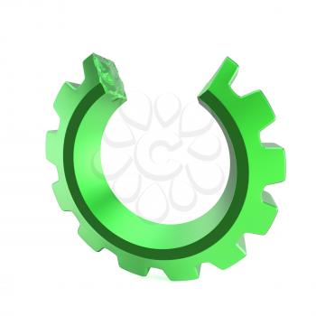 3d broken gear isolated on white background