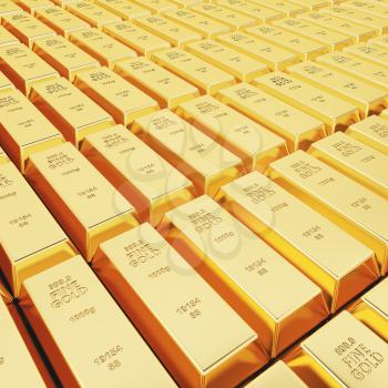 Lots of gold bars in rows