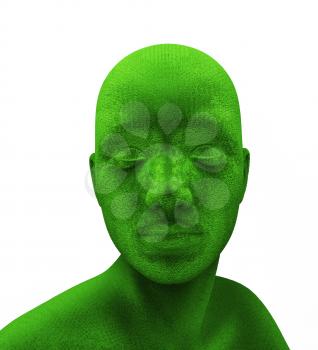 Human green head on white background