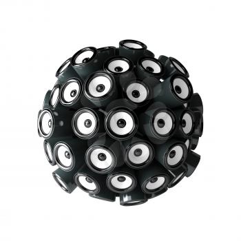 Loudspeakers forming a sphere isolated on white