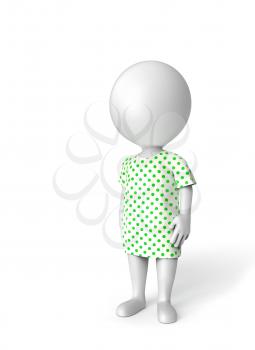 3D little person stands as a patient isolated on white