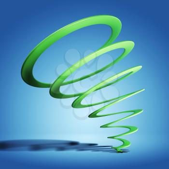Green spiral with shade on blue background