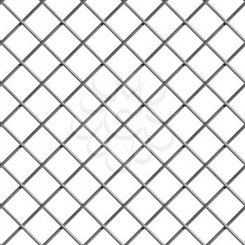 Braided wire steel net on white industrial abstract textured seamless background, front view