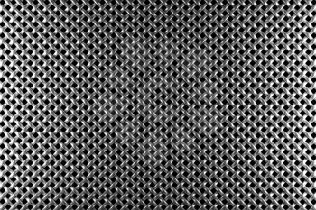 Braided diagonally oriented wire steel grid with reflections on black background under the left and right light, abstract textured background