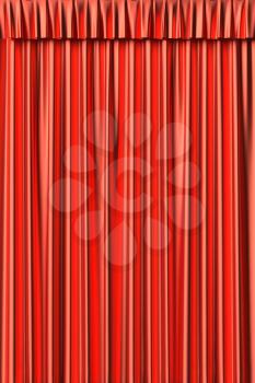 Red silk curtain background with gathers under the lights