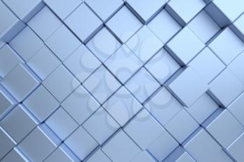 Modern futuristic wall design, abstract technology style decorative cubes construction background diagonal view