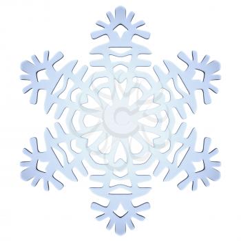 Blue icy decorative snowflake isolated on white background