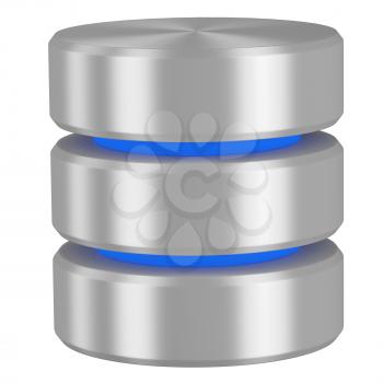 Database icon with blue elements isolated on white background