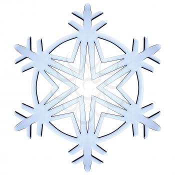 Blue icy decorative snowflake isolated on white background