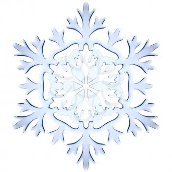 Icy blue decorative snowflake isolated on white background