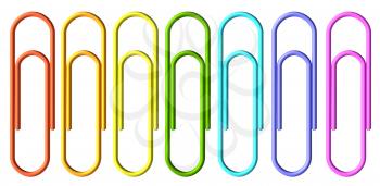 Colored paperclips set isolated on white background