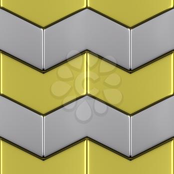 Metal with gold surface of steel blocks in shape of arrows abstract industrial seamless background