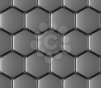 Metal surface of steel hexagons abstract industrial seamless background
