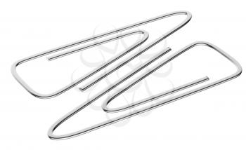 Metal paperclip diagonal view isolated on white background