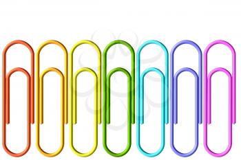 Colored paper-clips set isolated on white background