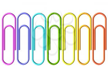 Colored paperclips collection isolated on white background