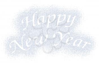 Snow mark of Happy New Year sign isolated on white background