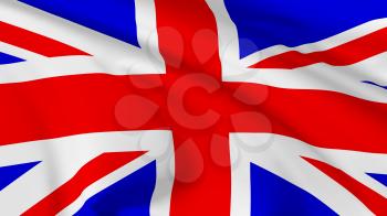 National flag of United Kingdom of Great Britain flying in the wind, 3d illustration 