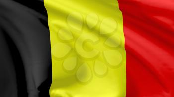 National flag of Kingdom of Belgium flying in the wind, 3d illustration closeup view