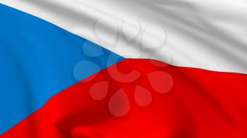 National flag of Czech Republic flying in the wind, 3d illustration closeup view