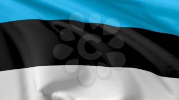 National flag of Republic of Estonia flying in the wind, 3d illustration closeup view