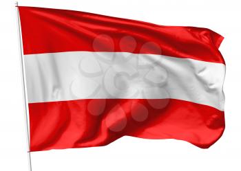 National flag of Republic of Austria on flagpole flying in the wind isolated on white, 3d illustration
