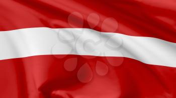 National flag of Republic of Latvia flying in the wind, 3d illustration closeup view