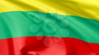 National flag of Republic of Lithuania flying in the wind, 3d illustration closeup view