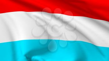 National flag of Grand Duchy of Luxembourg flying in the wind, 3d illustration closeup view
