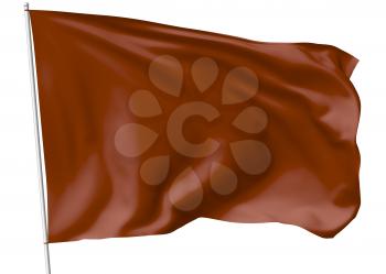 Brown flag on flagpole flying in the wind isolated on white, 3d illustration