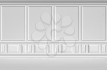 Simple classic style non-color white interior illustration - white wall in classic style empty white room interior colorless 3d illustration