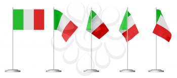 Small table flag of Italy on stand isolated on white, 3d illustrations set