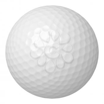 One white golf ball isolated on white background