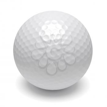 White golf ball isolated on white with shadow