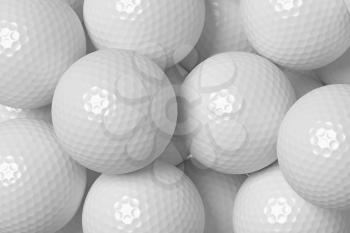 Heap of white golf balls background, 3D illustration