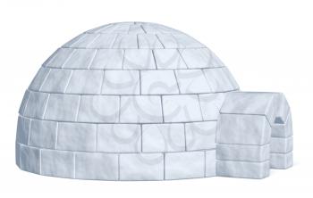 Igloo icehouse isolated on white side view background three-dimensional illustration