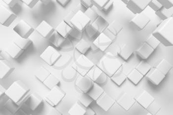 Abstract white graphic background made of white cubes, 3d illustration for different conceptual graphic design projects.